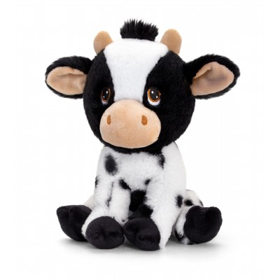 KEELCO SOFT TOY BLACK & WHITE COW 25CM BY KEEL TOYS