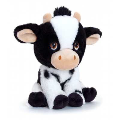 KEELCO SOFT TOY BLACK & WHITE COW 18CM BY KEEL TOYS